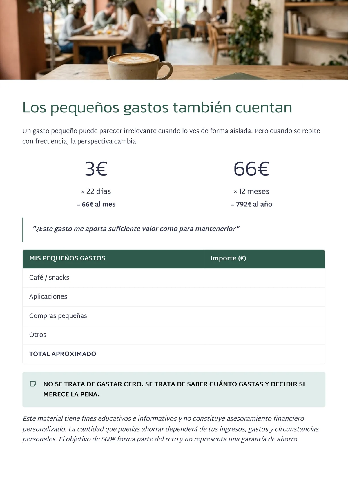 Página del ebook: Los pequeños gastos también cuentan